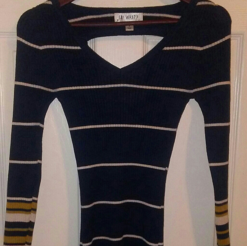 "Say What?" Open back long sleeve Dress